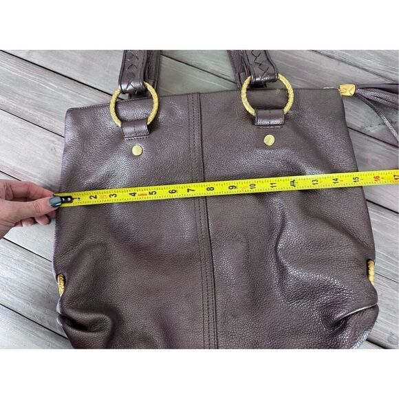 Elliott‎ Lucca Brown Sheen 100% Leather Tote Shoulder Bag - Picture 14 of 16